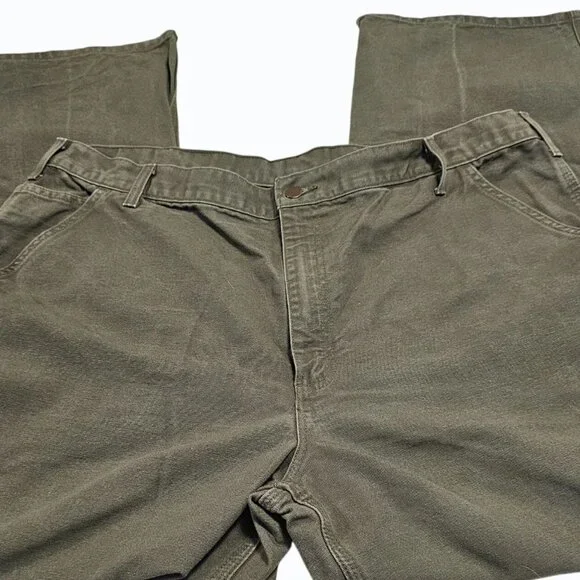 Vtg Carhartt Pants Mens 42x31.5 Olive Green B11 Duck Carpenter Work USA 90s - Picture 5 of 16